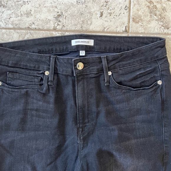 Good American Black Straight Ankle Ribbon Lace Tie Jeans, Size 14/32 - Picture 6 of 9